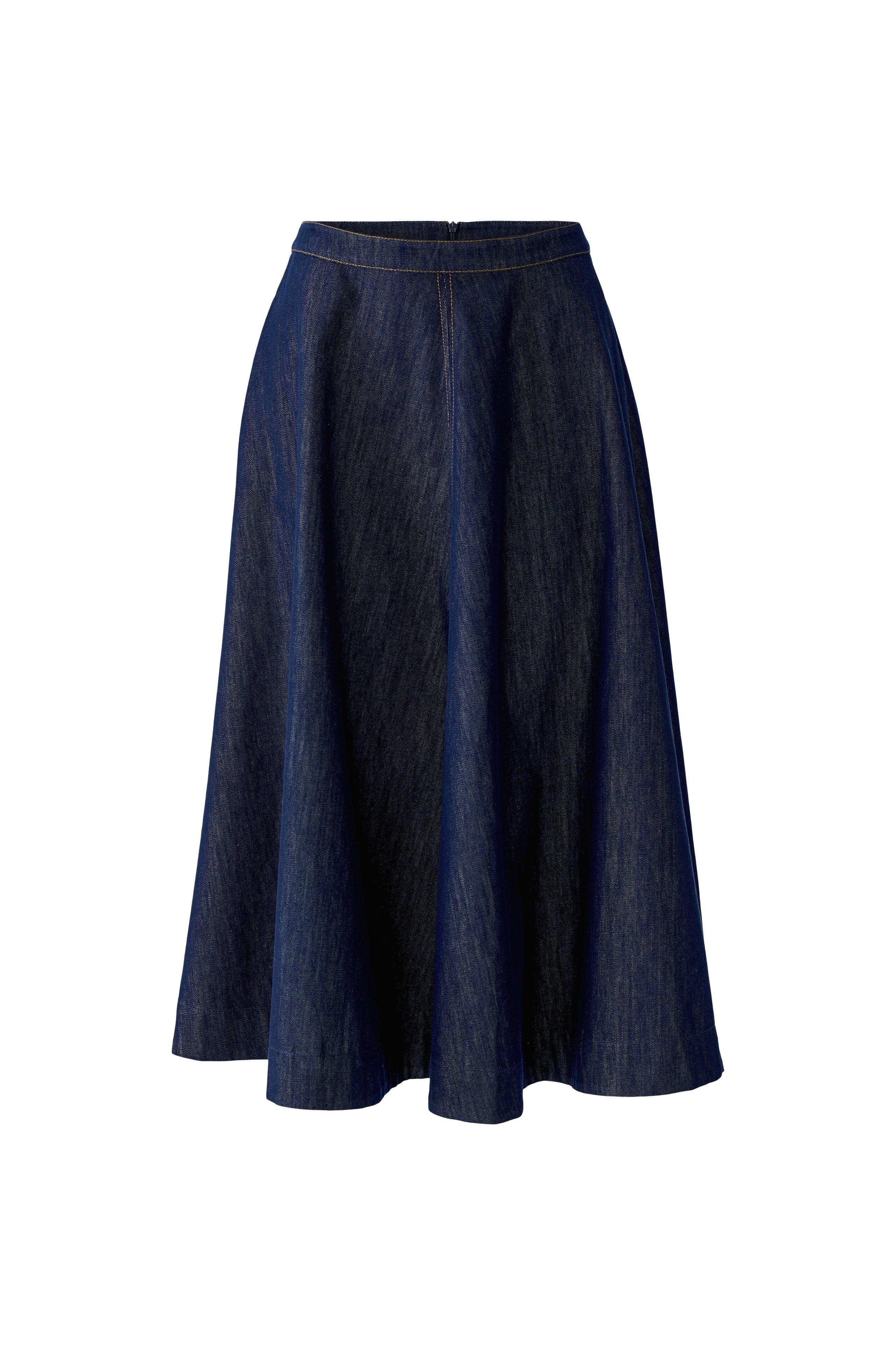 Oui dark denim midi skirt product front view