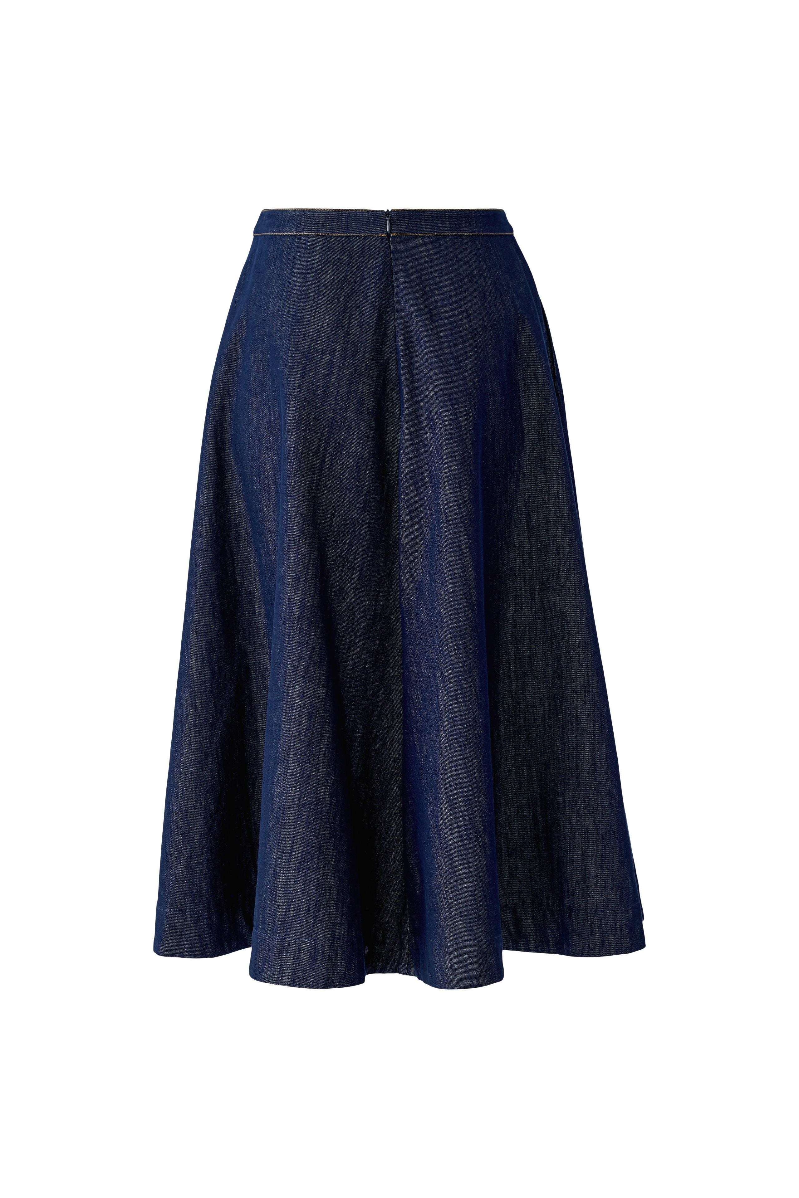 Oui dark denim midi skirt product back view
