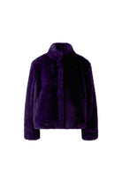 Oui purple cropped faux fur high collar jacket product front view