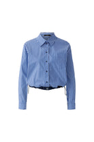 Oui blue white cropped striped shirt product front view