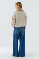 Oui cream argyle cardigan – back model view