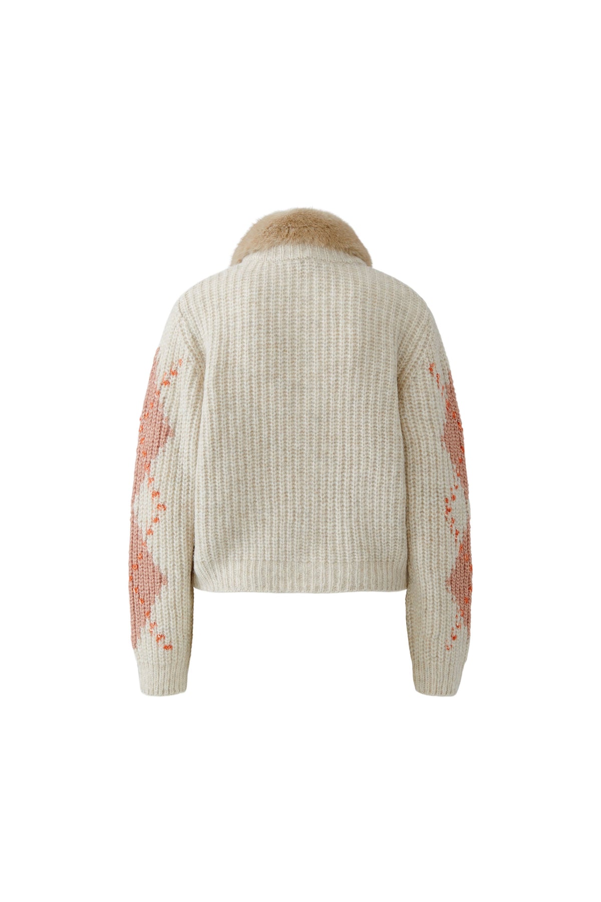 Oui cream argyle knitted cardigan – product back view