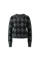 Oui grey and silver sparkle argyle knitted jumper – product front view