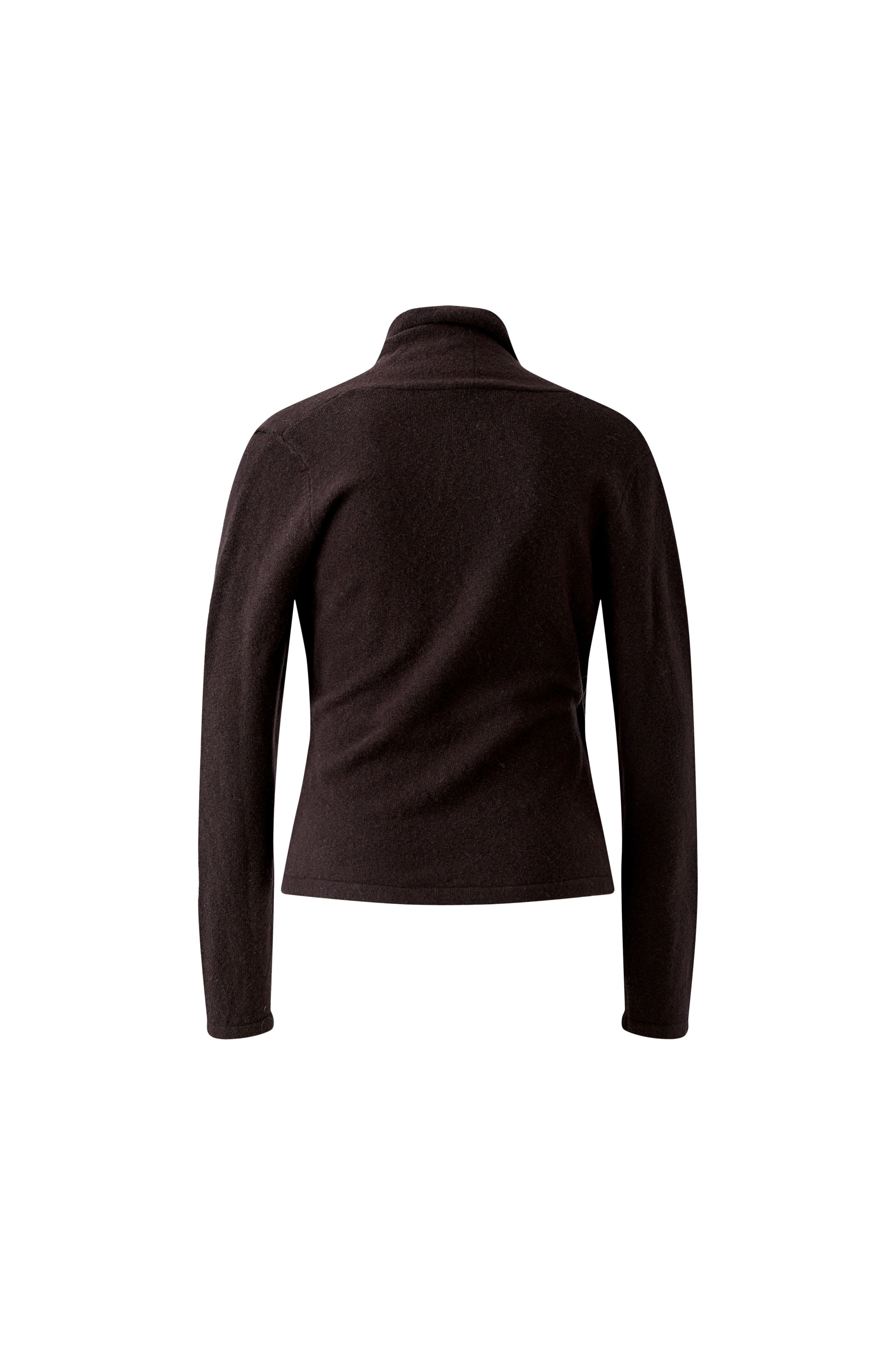 Oui brown wrap front knitted jumper – product back view