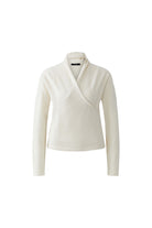 Oui cream wrap front knitted jumper – product front view