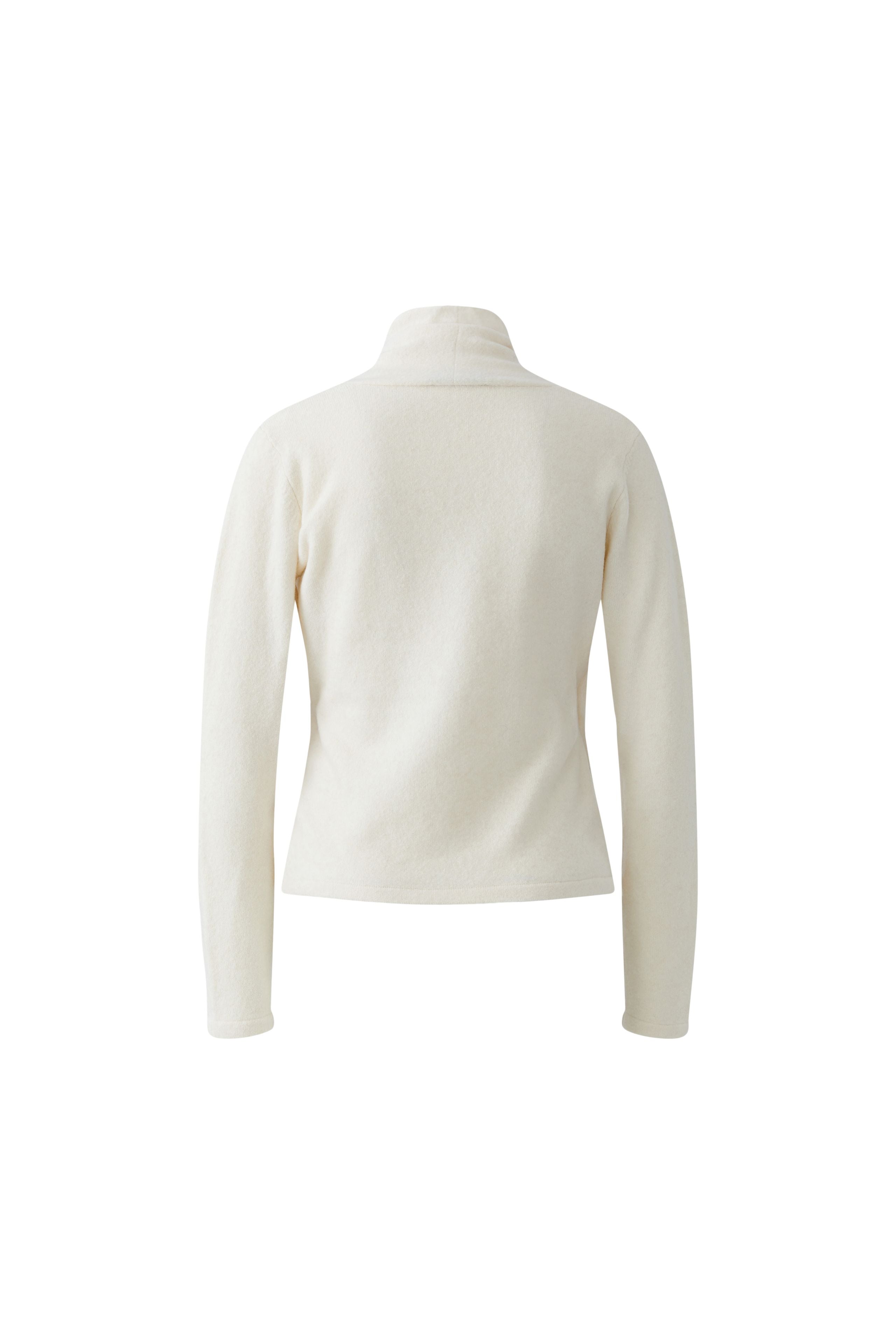 Oui cream long sleeve wrap knit jumper – product back view