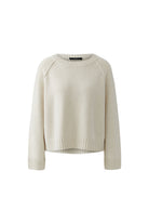 Oui cream scoop neck fine knit jumper – product front view