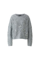 Oui River Stone grey sequin jumper – product-only front view