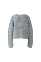 Oui River Stone grey cable knit jumper – product-only back view