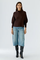 Oui Chocolate Torte relaxed fit turtleneck jumper – full front view