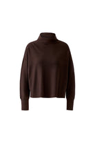 Oui Chocolate Torte brown fine knit turtleneck jumper – angled product view
