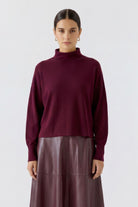 Oui Bramble Berry relaxed fit turtleneck jumper – front model view