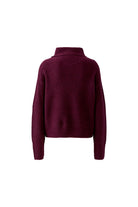 Oui burgundy ribbed roll neck jumper with high collar – product back view