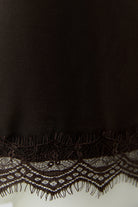Oui brown camisole with scalloped lace hem – close-up detail