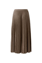 Oui brown pleated midi skirt with full pleated shape – product back view