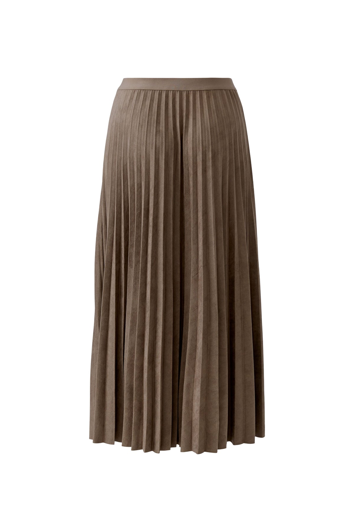 Oui brown pleated midi skirt with full pleated shape – product back view