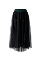 Oui black embellished tulle midi skirt – product front view