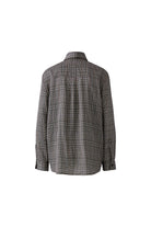 Oui brown check long-sleeve blouse with slightly longer hem – product back view