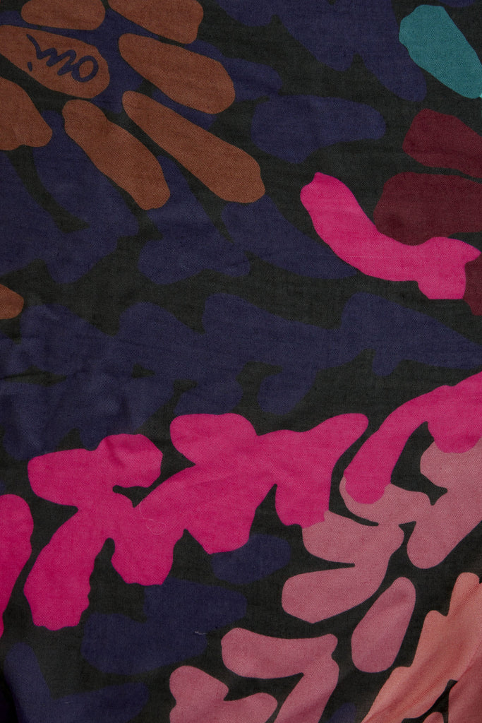 Oui Black/Multicolour Abstract Floral Print Scarf Close Up