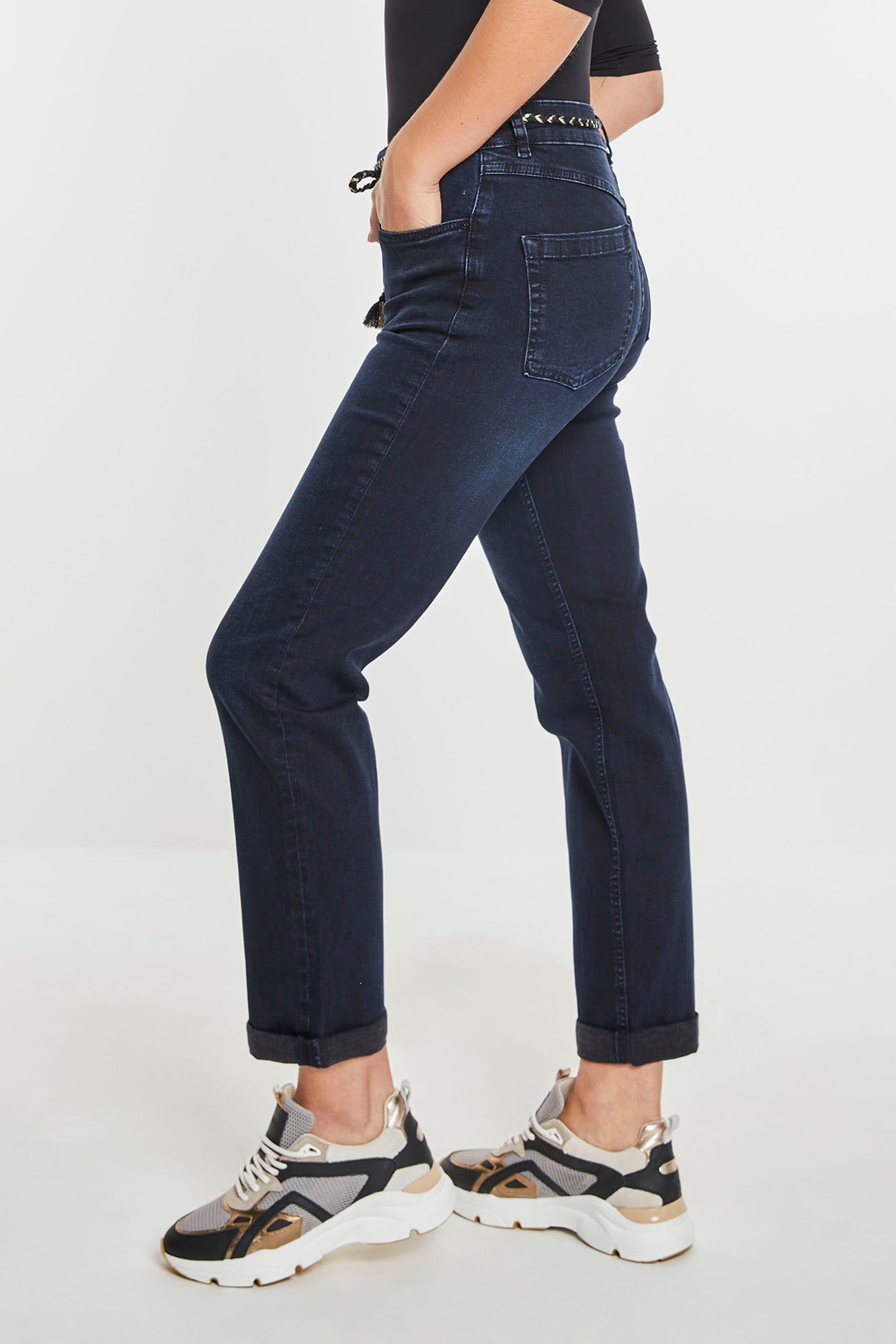 Para Mi Bobby Dark Blue Slim Leg Jeans Side