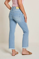 Para Mi Mila Mini Flare Jeans back view with waistband patch detail