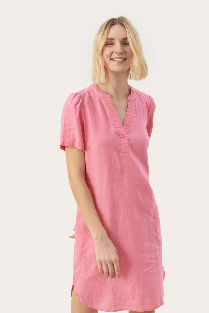 Part Two Pale Pink Aminaise Short Sleeve Linen Dress