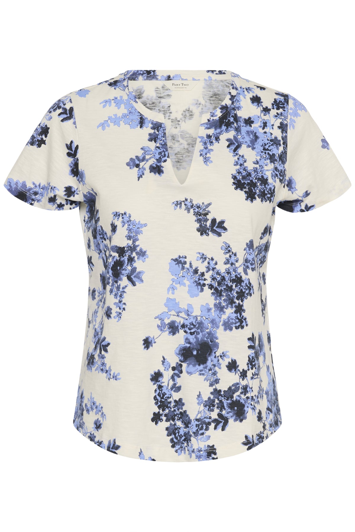 Part Two Gesinas blue floral print V-neck top front