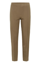 Part Two taupe straight leg jersey trousers front view