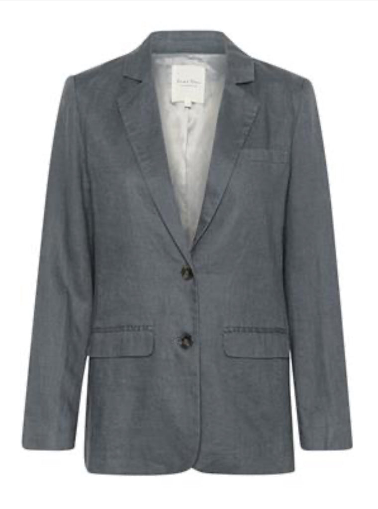 Part Two Nyan Linen Single Breasted Blazer In Grey