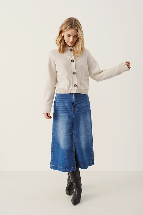 Part Two Clene High Neck Cream Cardigan