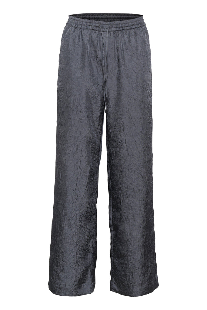 Part Two Evalda Shiny Crinkle Look Casual Trousers In Pewter