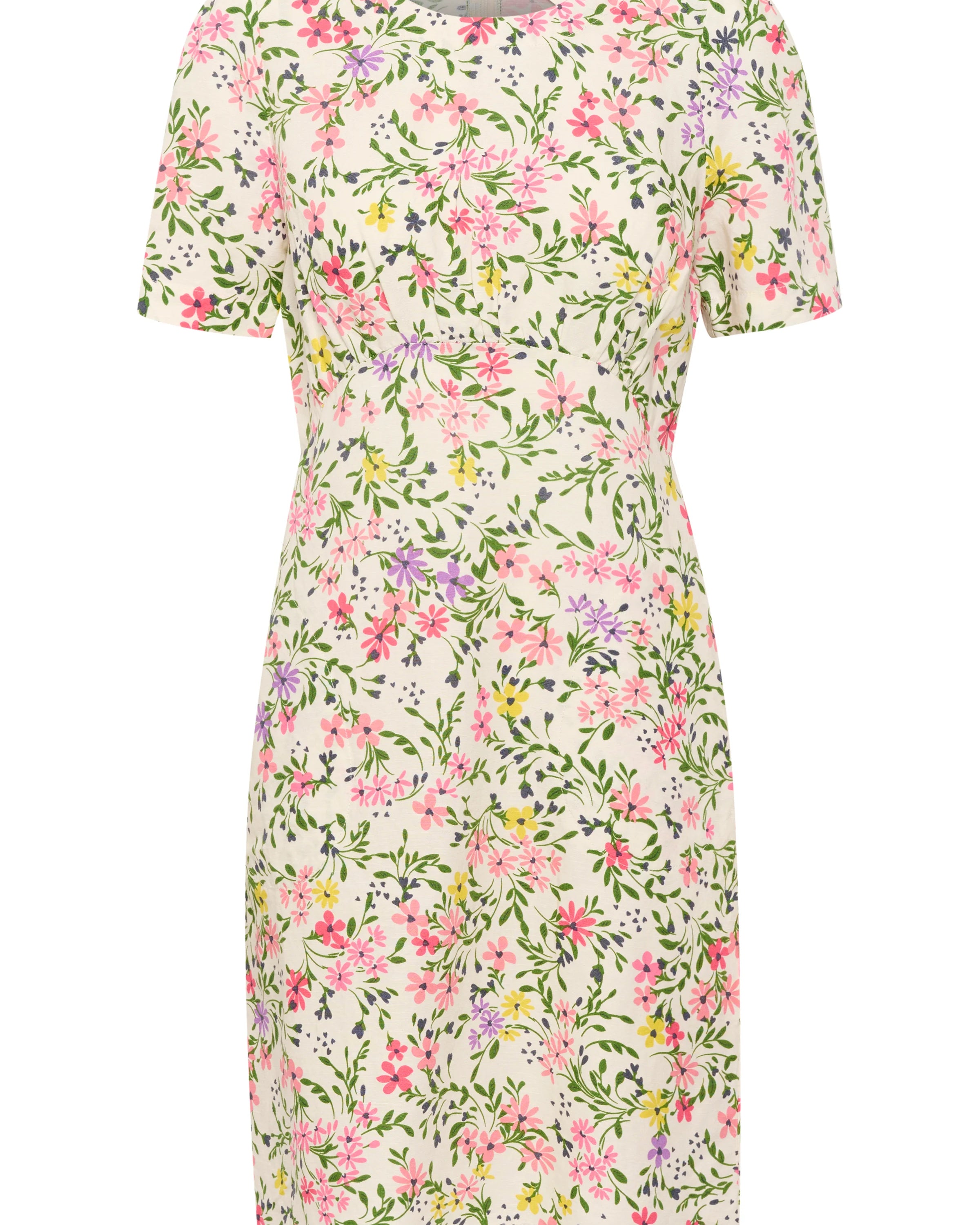 Part Two Elsine Short Floral Print Dress In Linen Blend