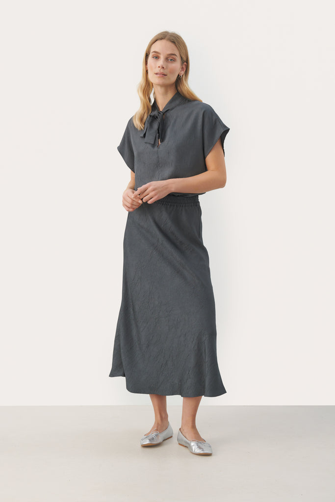 Part Two Ejsa A-line Midi Skirt In Pweter grey