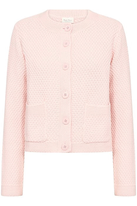 Part Two Elmie Waffle Knit Cardigan In Pink