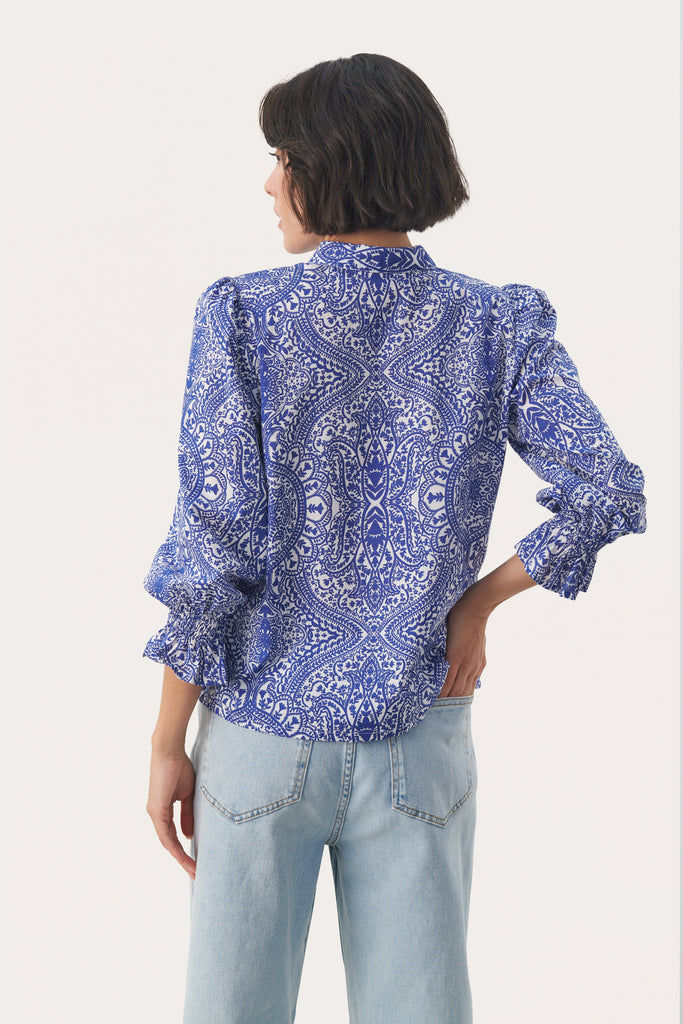 Part Two Nevin Ultramarine Print Shirt From The Back