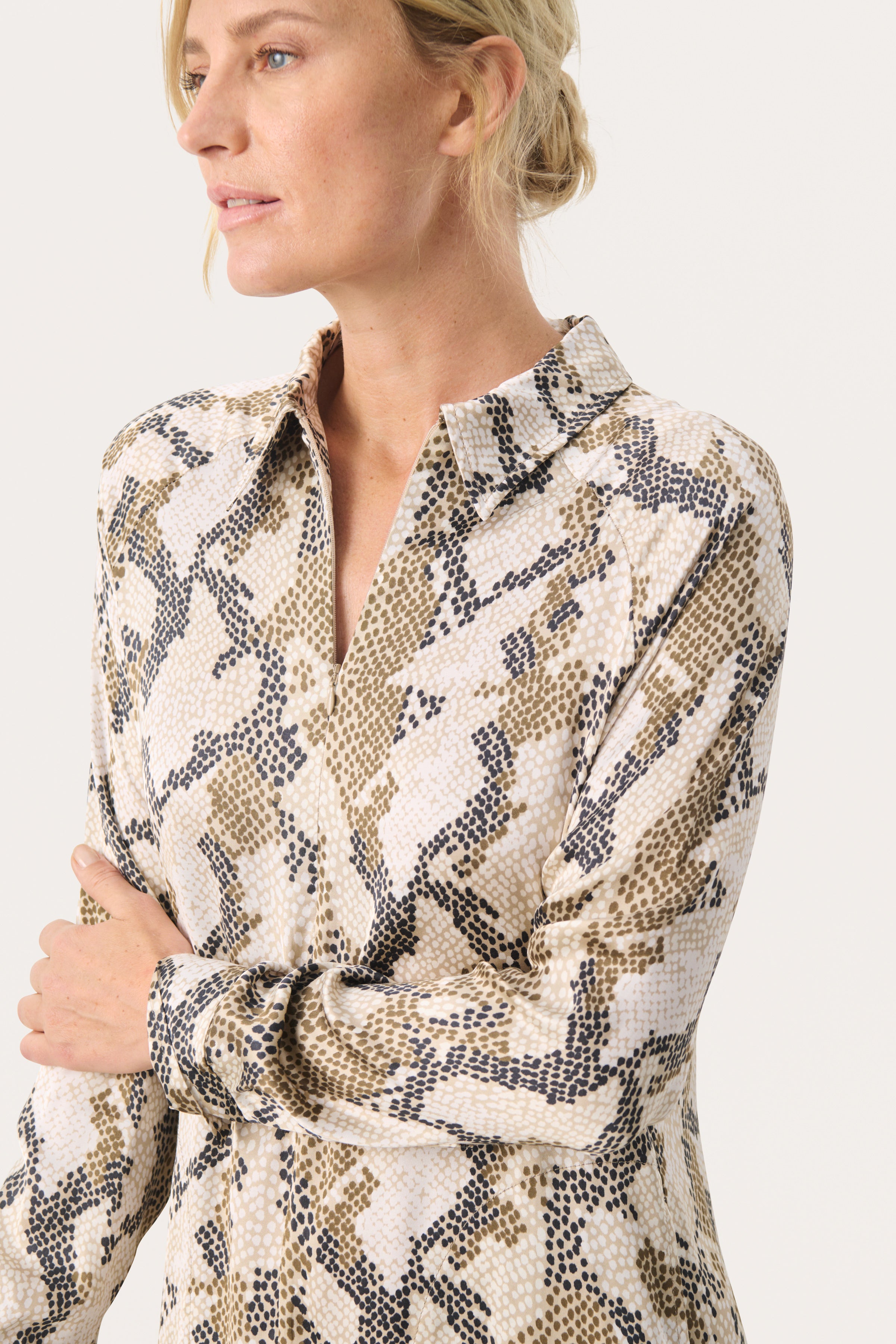 Snake print midi shirt dress online