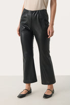 Part Two Lorenza Black Faux Leather Ankle Trousers