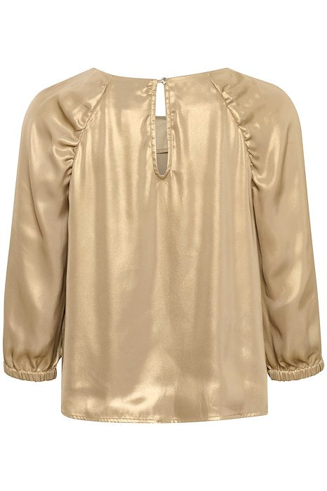 Part Two Marica Metallic Gold Long Sleeve Top From The Back