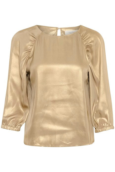 Part Two Marica Metallic Gold Long Sleeve Top