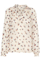 Part Two Kelsia Cream Abstract Floral Print Mao Neck Blouse