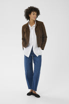 Part Two Nema suede jacket in brown, cropped suede jacket 
