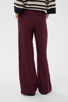 Part Two Ninnes burgundy linen trousers tailored waist from the back 