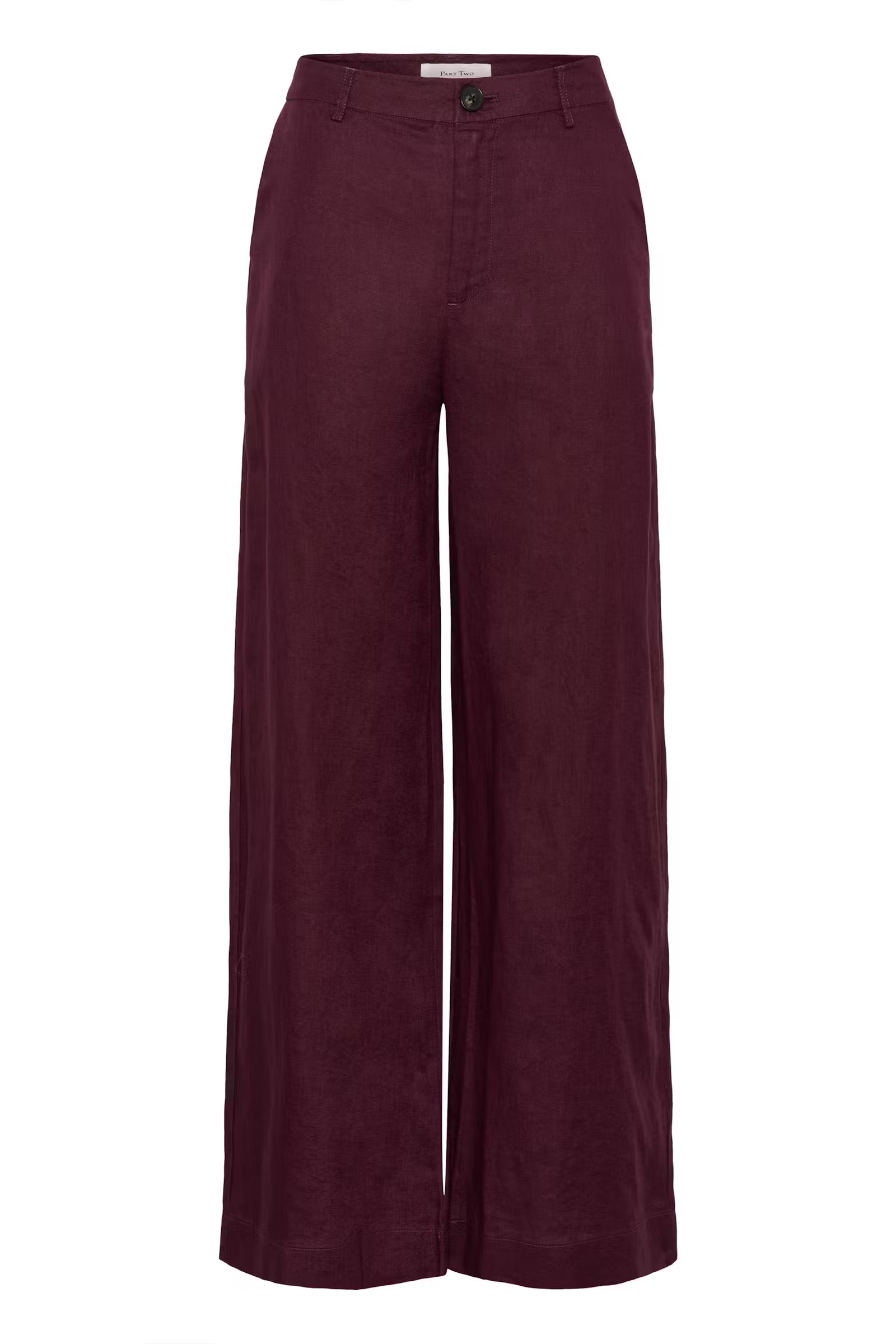 Part Two Ninnes burgundy wide leg linen trousers straight leg for women