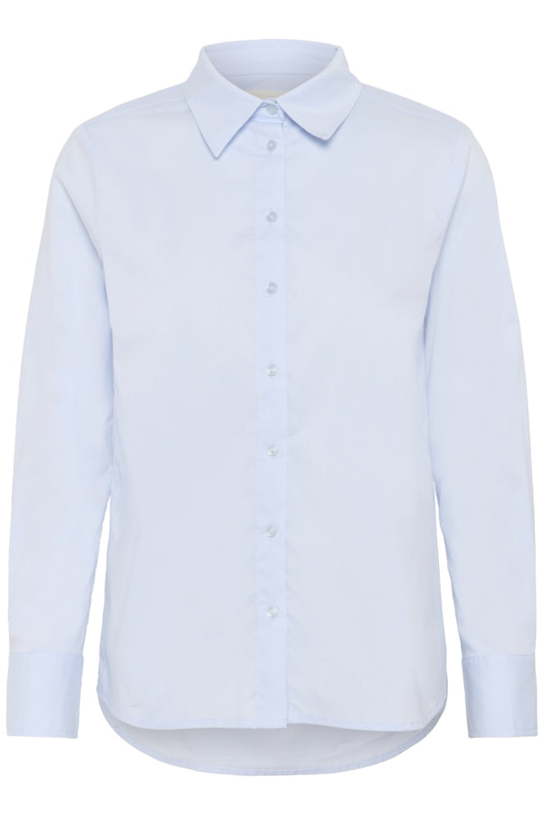 Flat lay of Part Two Nimini shirt in light blue poplin