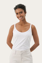 Part Two Nelie women’s white basic vest top front view