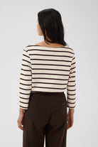 Part Two cream and brown Breton stripe top back view