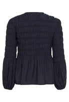Back view of button front on Part Two Siffe balloon sleeve blouse