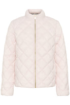 Part Two Olia Short Quilted Jacket pastel pink front view with diamond quilting and zip closure