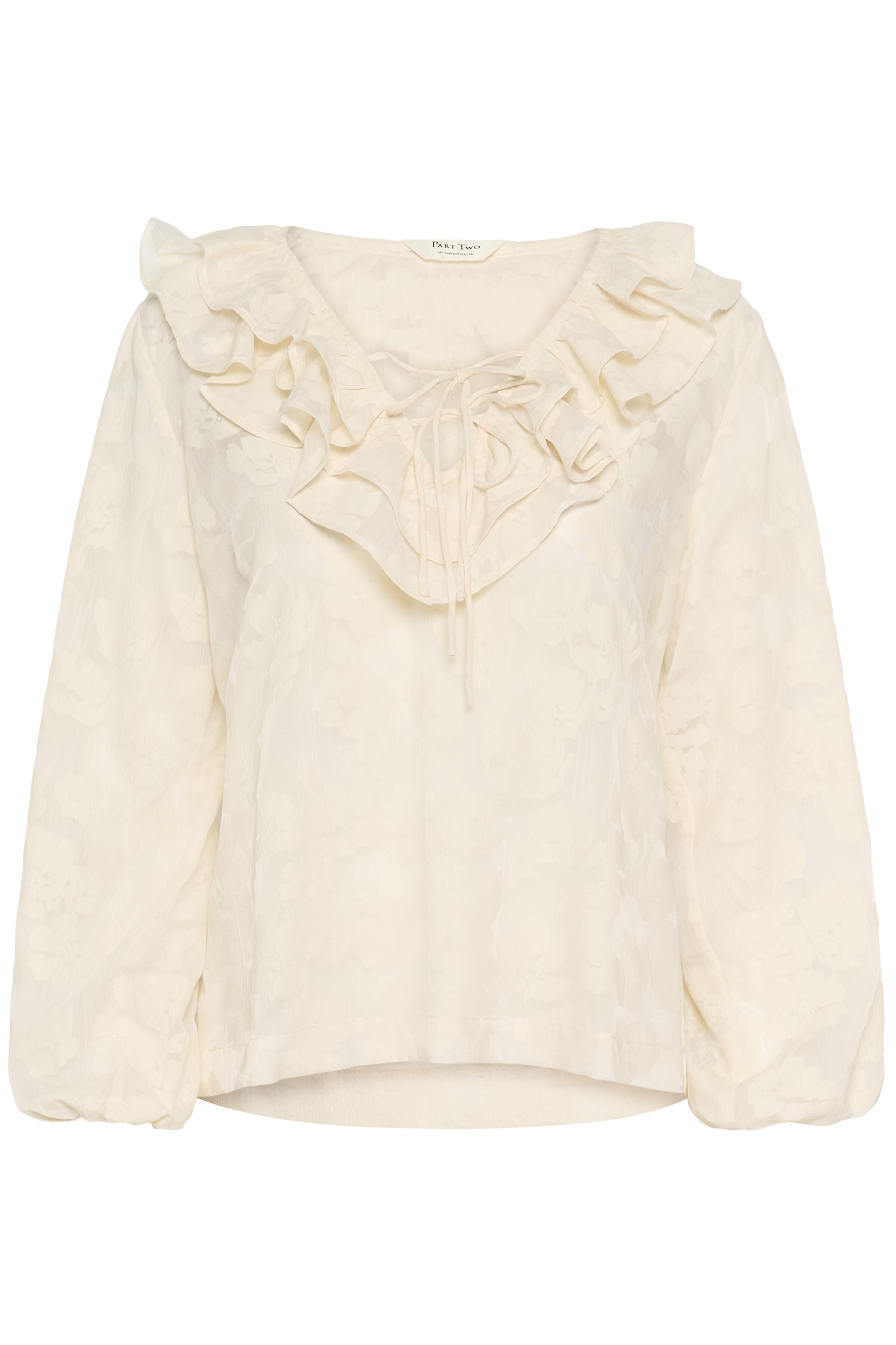 Part Two Zaira cream blouse flat lay front view