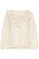 Part Two Zaira cream blouse flat lay front view